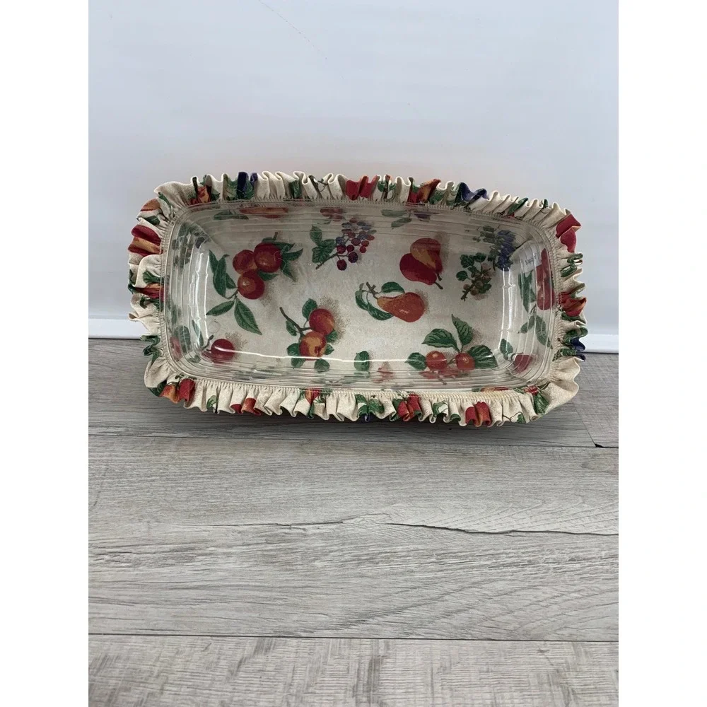 Longaberger 1998 Cracker Basket Orchard Park Fruit Liner Plastic Protector 12in